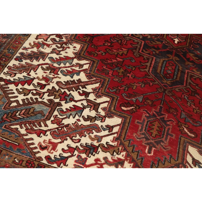 Hand Knotted Oriental 100% Wool Carpet Traditional Medallion Red Heriz Area Rug - 10' 8'' X 7' 9''