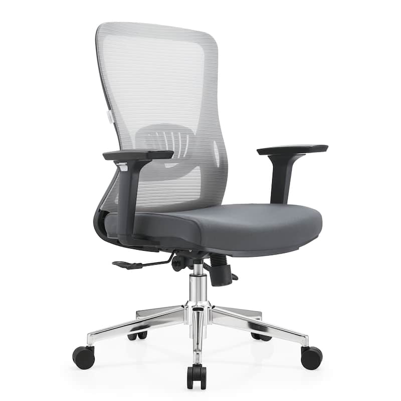 Cotton Office Chair with Mesh Mid-Back Adorit Series by LeisureMod - Grey
