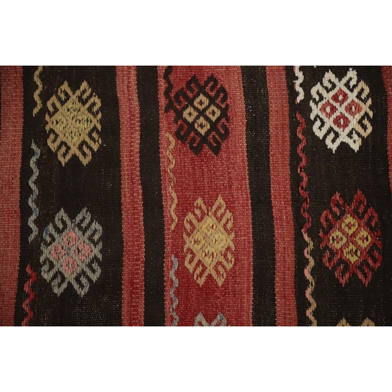 Hand Woven Oriental 100% Wool Carpet Southwestern Tribal Oranges & Rust Kilim Area Rug - 9' 4'' X 6' 1''