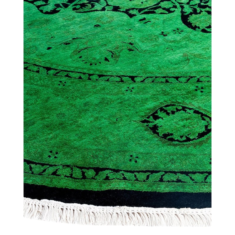 Contemporary Overdyed Wool Hand Knotted Round Area Rug - 8' 1" x 8' 1"