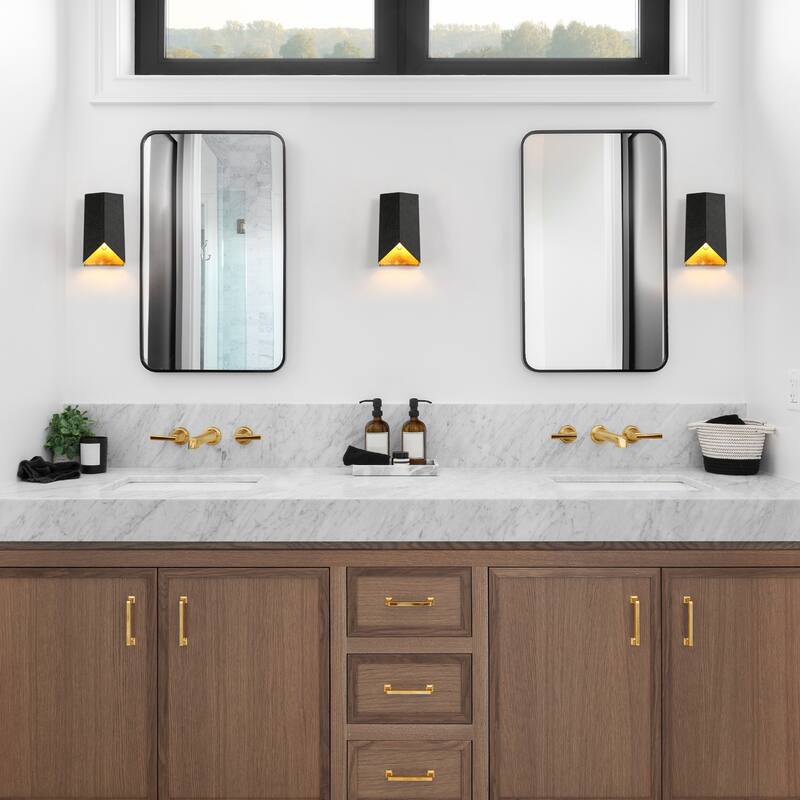 Modern 1-Light Black Gold Wall Sconce Bathroom Vanity Lights - W 4.3" x H 7.9"