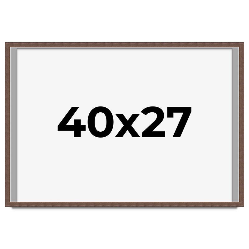 40x27 Shadow Box Frame Brown | 1.125 inches Deep Real Wood Rustic