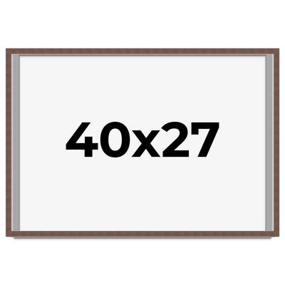 40x27 Shadow Box Frame Brown | 1.125 inches Deep Real Wood Rustic