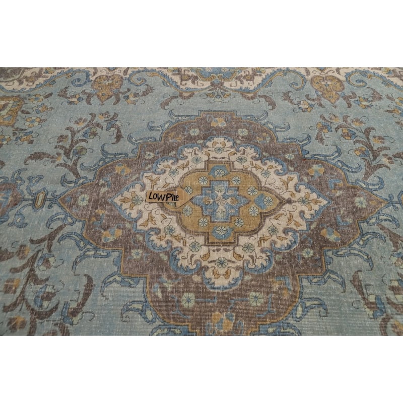 Traditional Tabriz Persian Rug Hand-Knotted Floral Wool Carpet - 9'6"x 12'9"