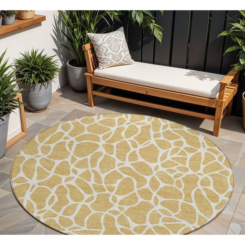HomeRoots Geometric Transitional Rectangle Outdoor Rug - 8' Round