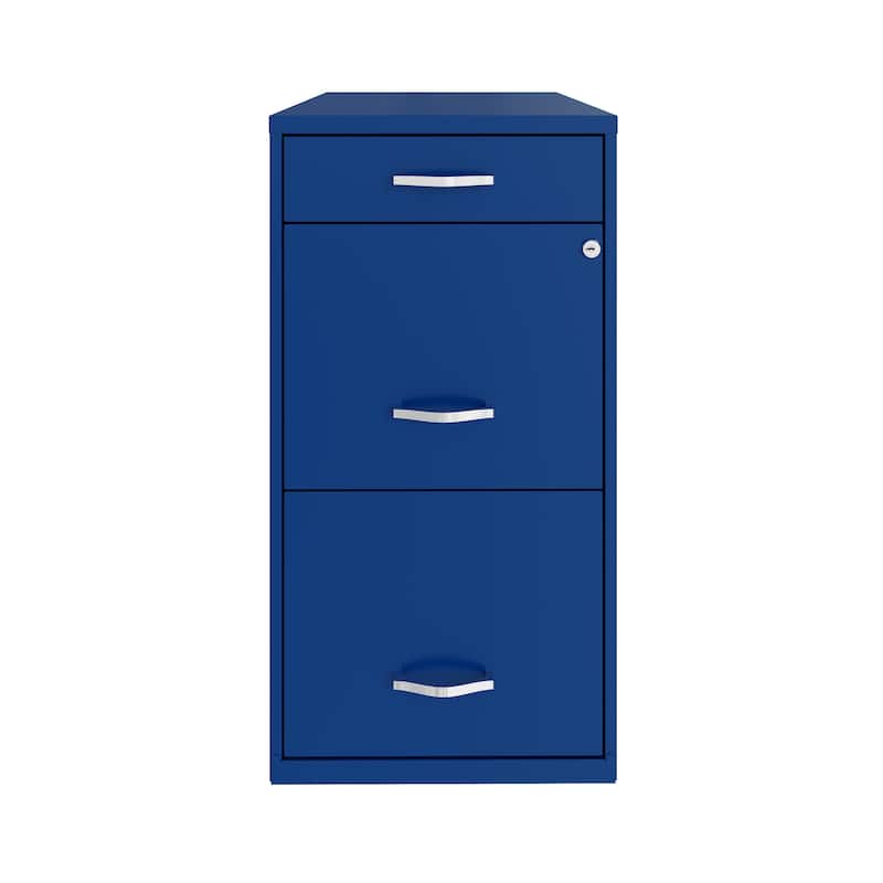 Space Solutions 18" Deep 3 Drawer Metal File Cabinet, Classic Blue