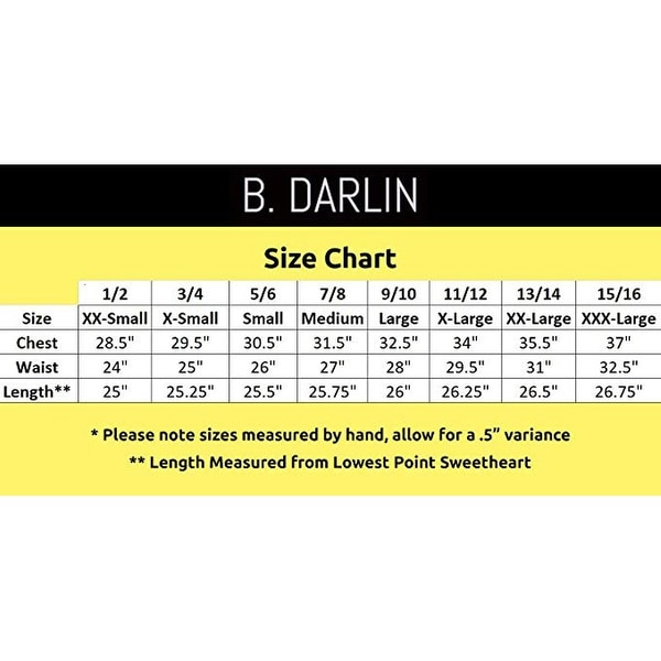 B Darlin Size Chart