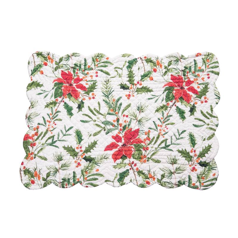 Silvia Poinsettia Quilted Placemat Set 6