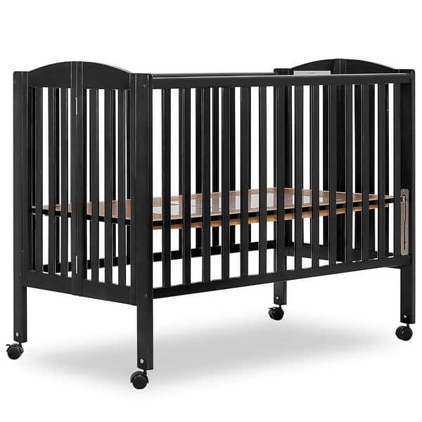 slide 2 of 9, Dream On Me, Folding Full Size Crib Black