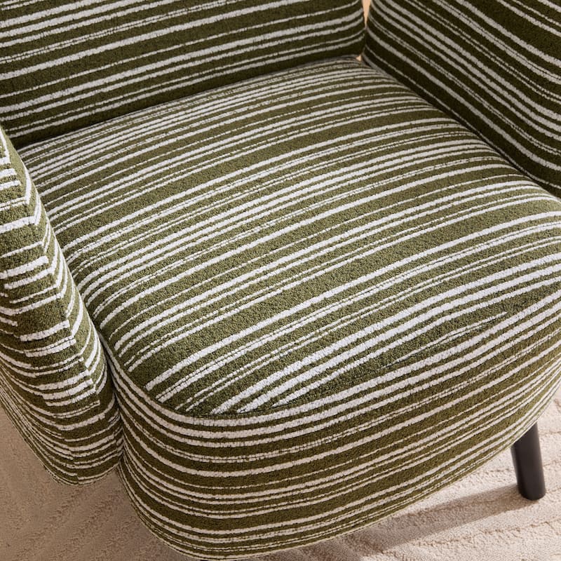 Boucle Upholstered Lounge Armchair, Reading Chair with Side Storage Pocket, Single Sofa Chair with Solid Wood Legs