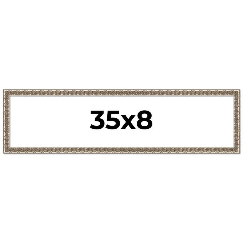 35x8 Frame Silver Versailles Ornate Solid Wood Picture Frame | 1 Inch