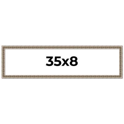 35x8 Frame Silver Versailles Ornate Solid Wood Picture Frame | 1 Inch