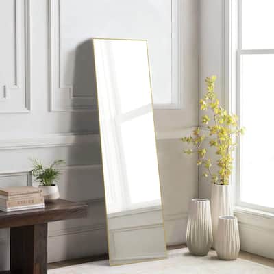 16"x59" Floor Standing Mirror with Stand Aluminum Alloy Thin Frame