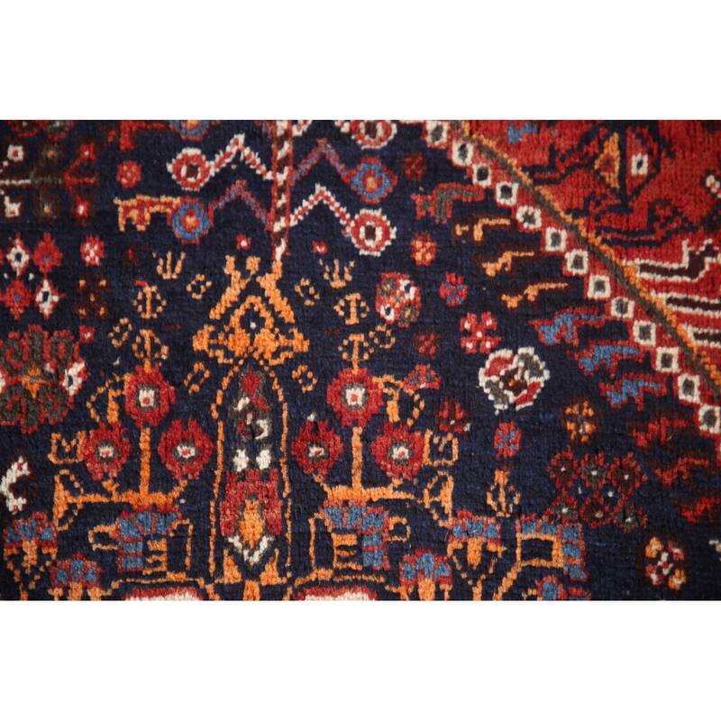 Vegetable Dye Shiraz Persian Antique Area Rug Handmade Wool Carpet - 4'3"x 5'10"