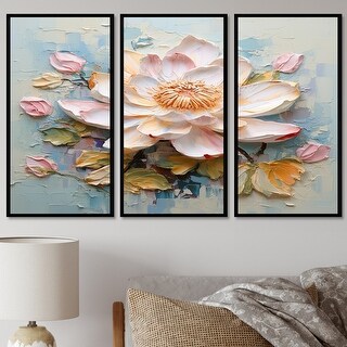 Designart - Pink Pastel Lotus Flower On Vintage Blue II - Lotus Wall ...
