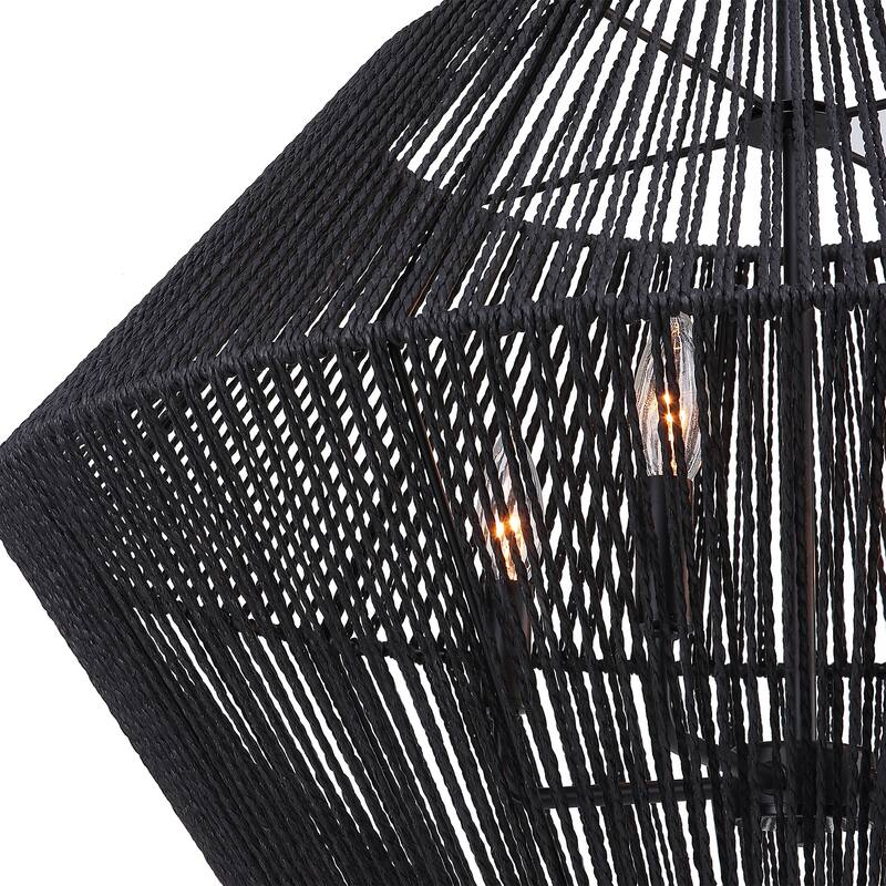 Uttermost Suva 4 Light Black Rope Pendant - 16H x 28 Dia in.