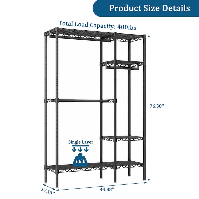 Heavy-Duty Garment Rack with 6 Adjustable Shelves Extra Large Capacity