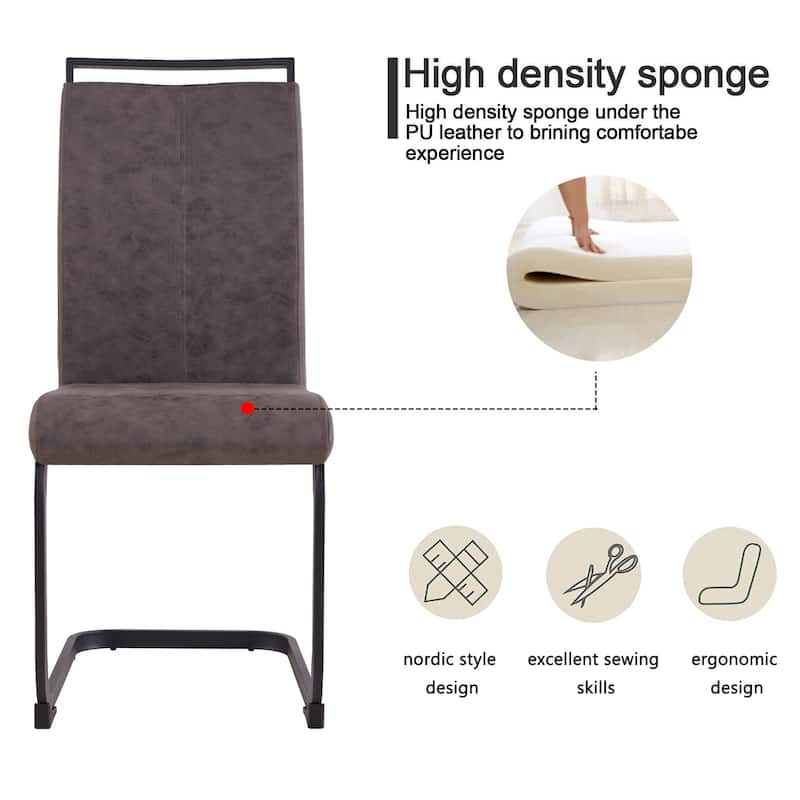 4 Pc Dining Chairs, PU Leather/ Fabric Padded Seat Living Room Chair