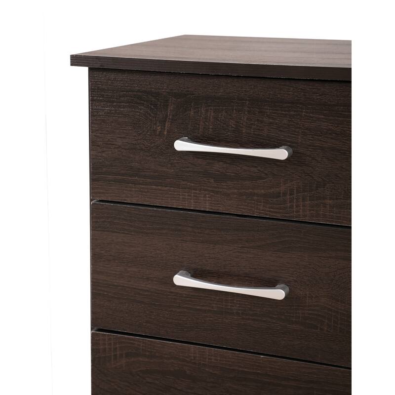 3 Drawer Wenge Nightstand, 24 Inch Sleek Bedside Table with Compact Design and Easy Pull Drawers