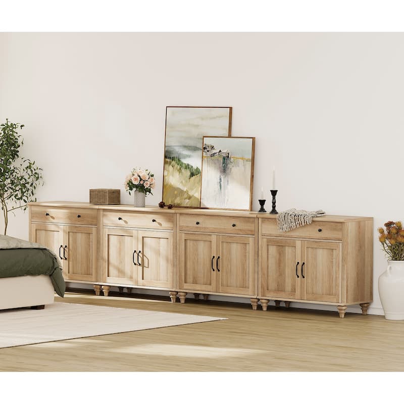 Farmhouse TV Stand for 75 inch TV, TV Console with Storage