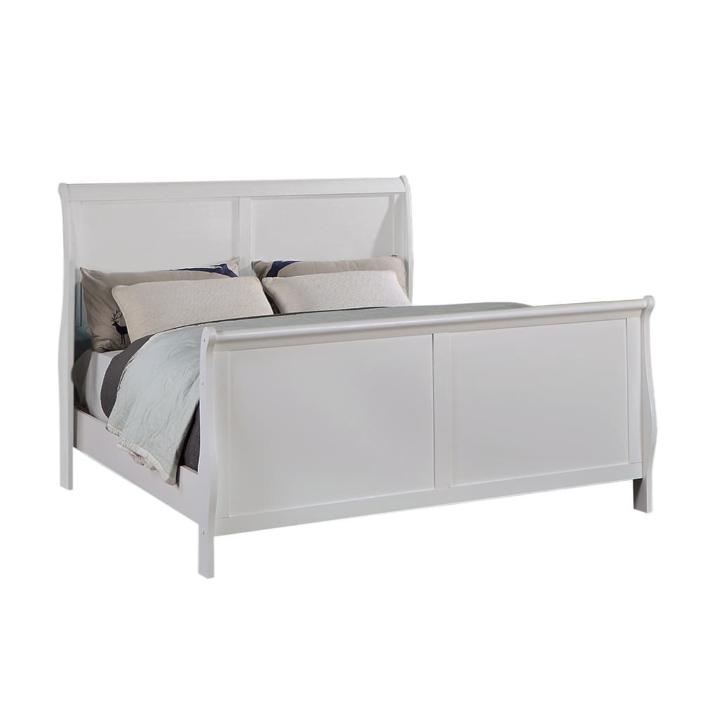Sleigh Panel Bed in White