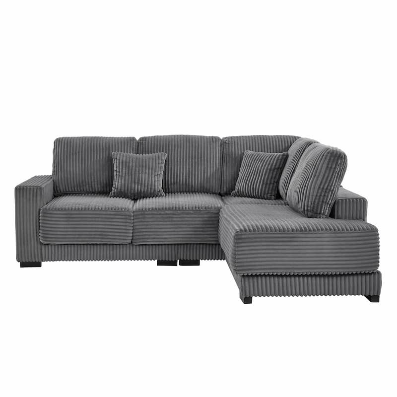 93" Sectional Sofa, L-Shaped with Reversible Chaise Lounge, Upholstered in Soft Corduroy