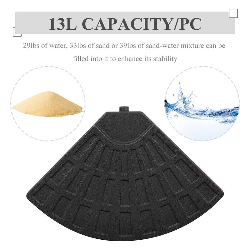 Outsunny 4 Pieces Round Patio Umbrella Base, Cantilever Offset Outdoor Umbrella Weights, 52 Liters Capacity Water