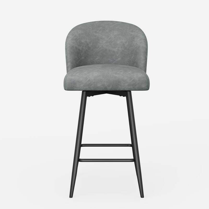 Counter Height Bar Stools Set of 2,360° Swivel Barstools with High Back and Metal Legs,26" Seat Height