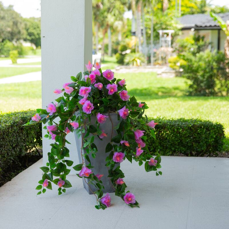 41-in UV Resistant Artificial Hibiscus Hanging Plant - Set of 2