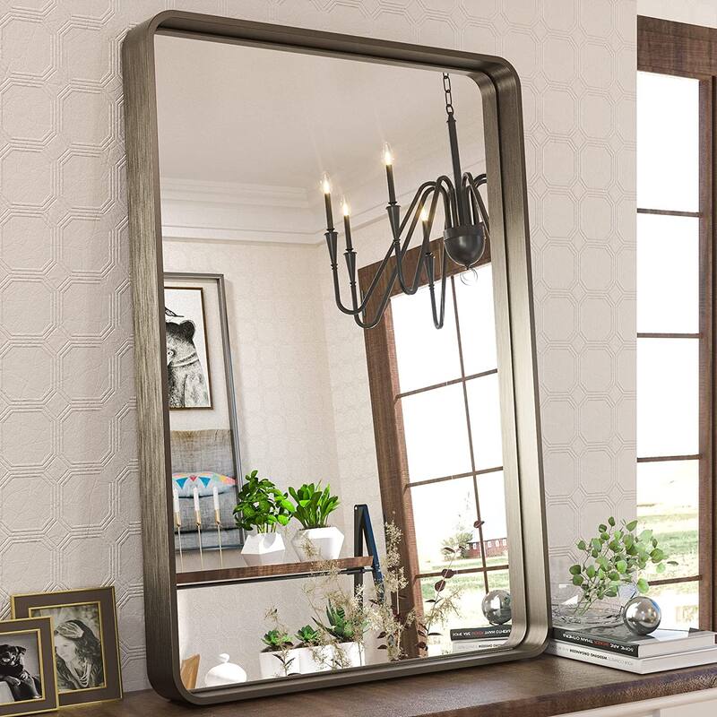 TETOTE Modern Metal Frame Wall Mounted Hanging Bathroom Vanity Mirror