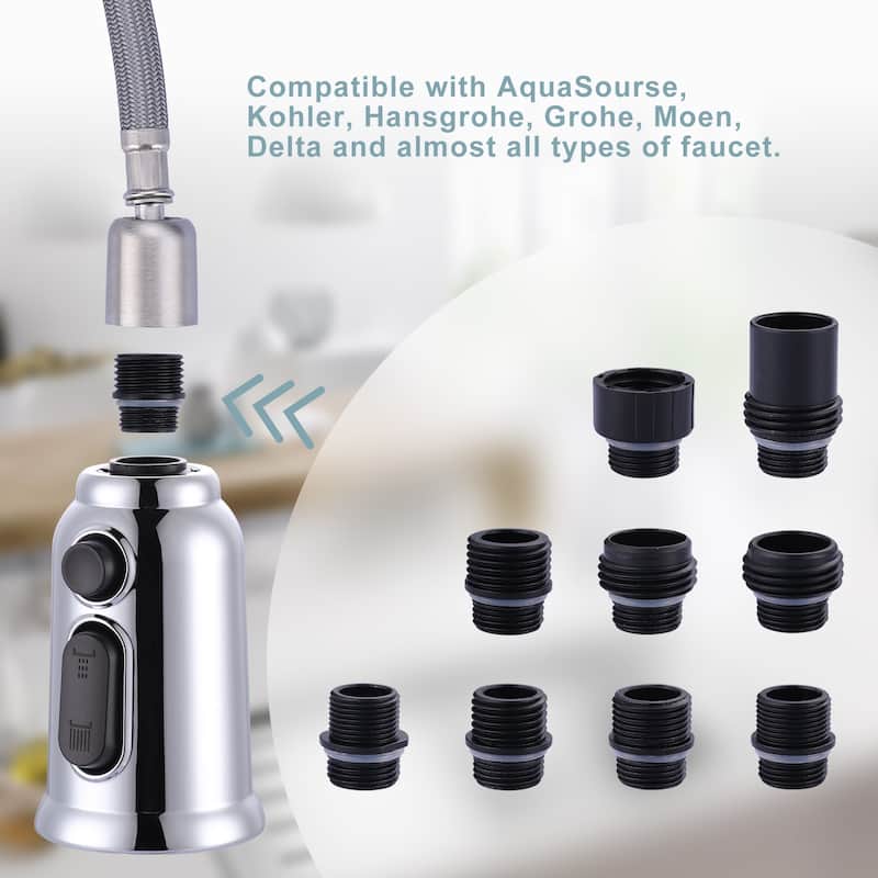 Pull Down Kitchen Faucet Head Replacement with 9 Adapter Kit