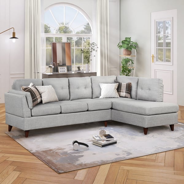 Modern Fabric L-Shape Couch with Chai...