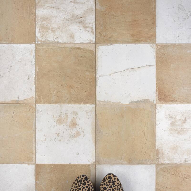 Merola Tile Kings Clay Checker Sand 17-5/8" x 17-5/8" Ceramic Floor and Wall Tile