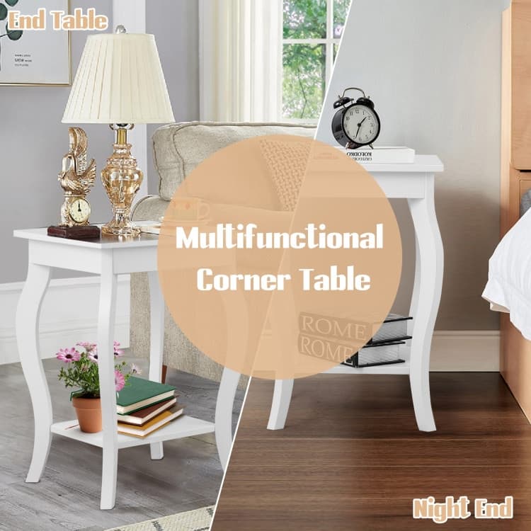 Set of 2 Accent Side Tables with Shelf - 16" x 16" x 24" (L x W x H)