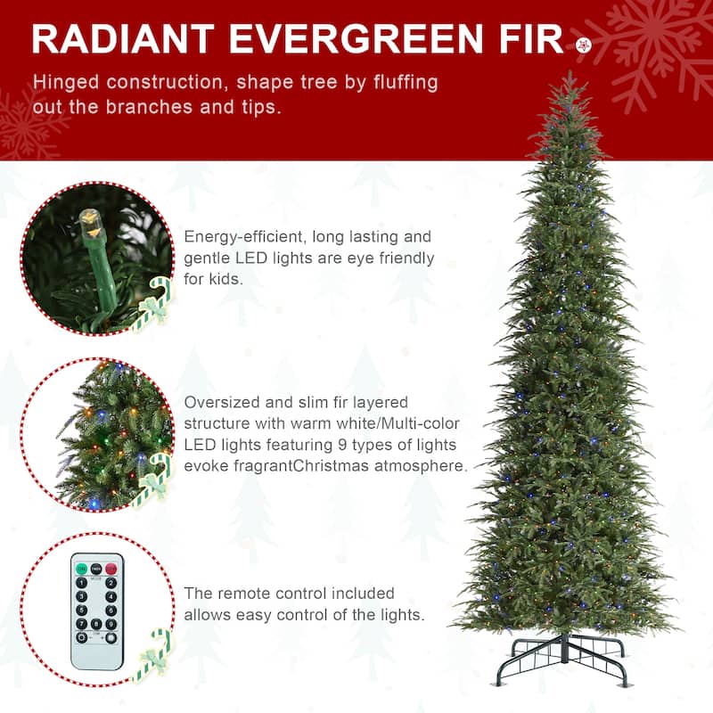 Glitzhome 15FT Pre-Lit Slim Fir or Spruce Artificial Christmas Tree with 1500/1400 Warm White LED Lights