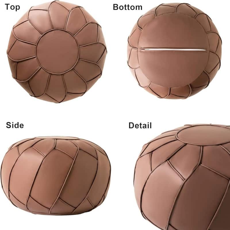 Unstuffed Pouf Ottoman Set of 2 - Large Round