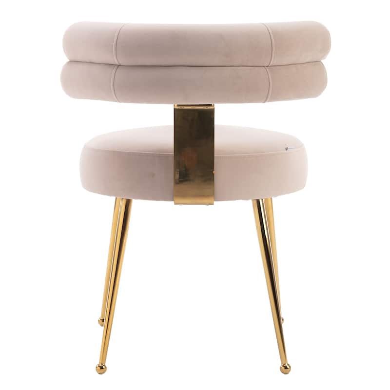Velvet Upholstered Tubulous Side Dining Chair with Golden Legs(set of 2)
