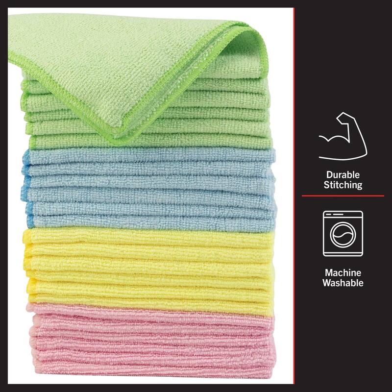 Microfiber Cleaning Cloth Set - 24-Pack for Cars, Home, Kitchen - Lint ...