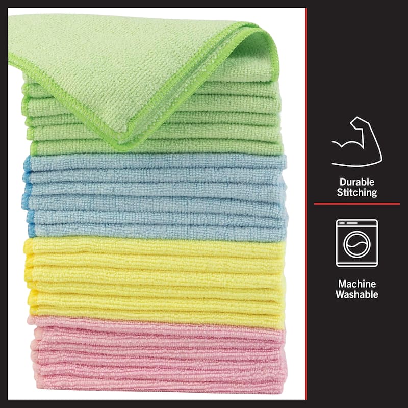Microfiber Cleaning Cloth Set - 24-Pack for Cars, Home, Kitchen - Lint ...