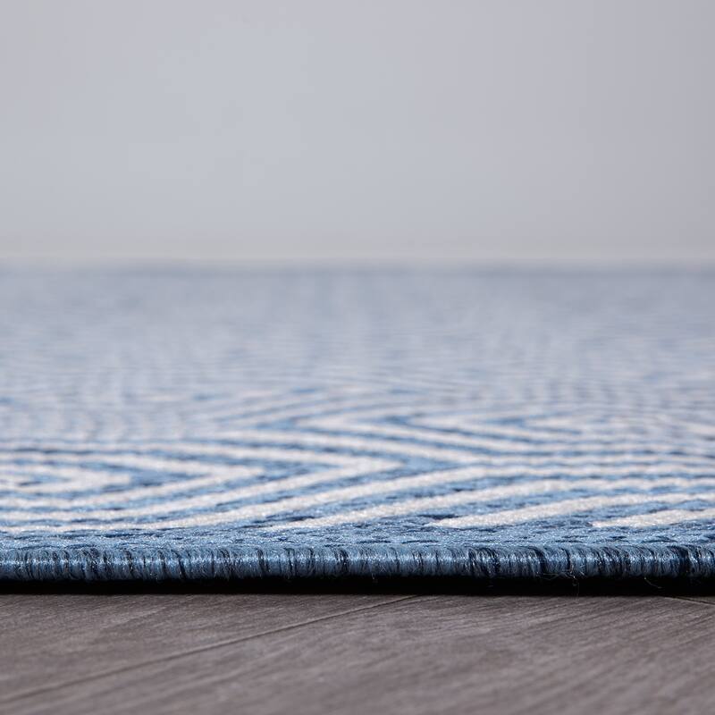 World Rug Gallery Modern Geometric Textured Flat Weave Indoor/Outdoor Area Rug