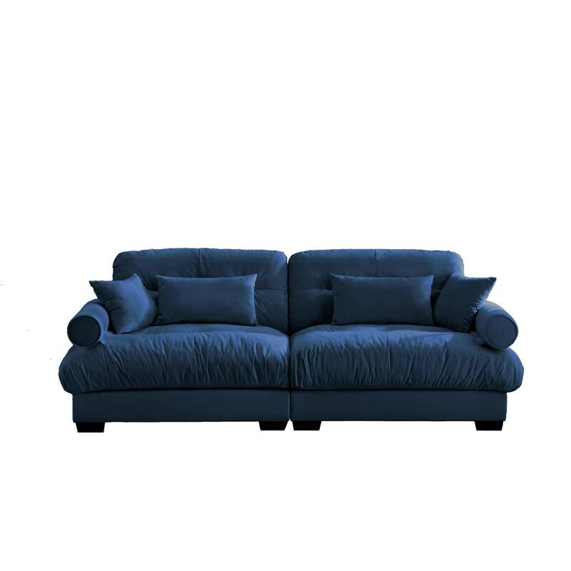 Modern Sectional Couch Comfortable Upholstered Sofa Set with Lumbar Pillow and Throw Pillow for Living Room