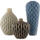 preview thumbnail 2 of 1, Ola Global Ceramic Outdoor Safe Vase Set (3 Pieces) Blue/Multi