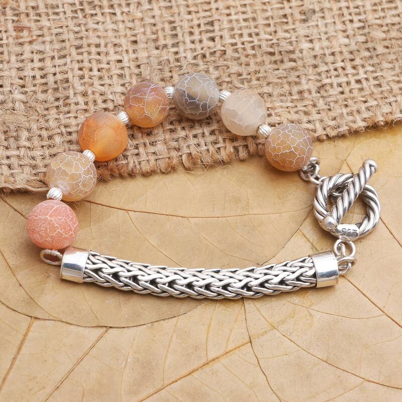 Novica Handmade Sensations Sterling Silver And Agate Bracelet