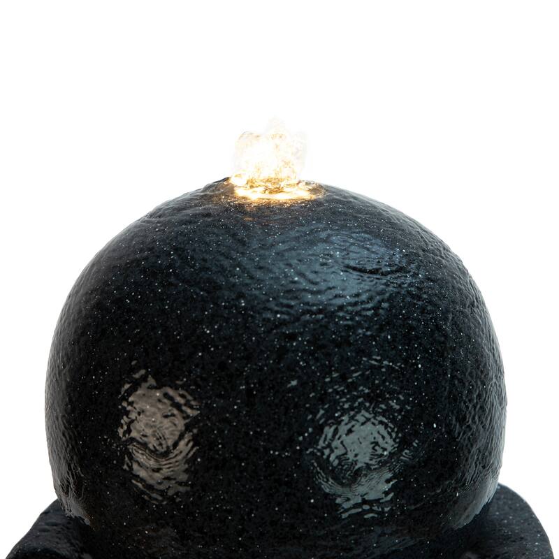 Glitzhome 33.5"H Modern 5-Tier Bowl and Sphere Polyresin Outdoor Fountain with Pump and LED Light