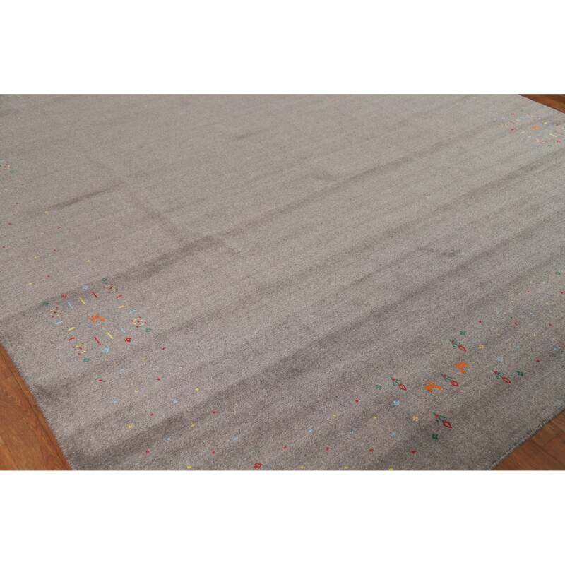 Hand Knotted Oriental 100% Wool Carpet Tribal Tribal Greys & Charcoal Gabbeh Area Rug - 10' 2'' X 8' 5''