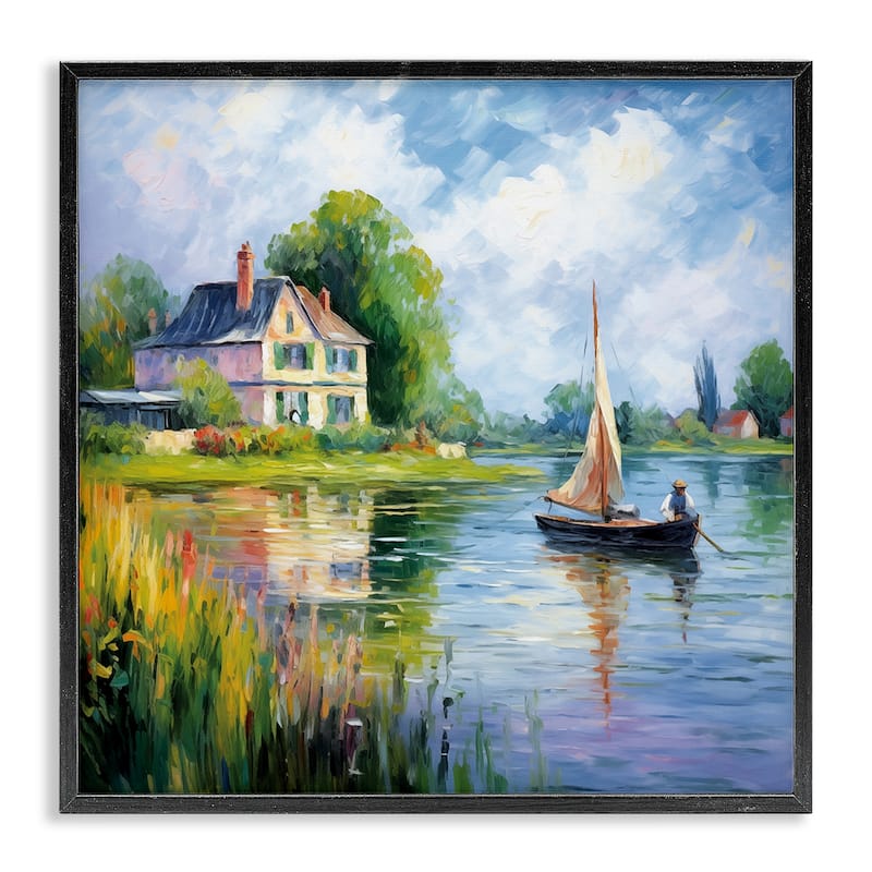 Stupell Boat Drifting Near Shore Framed Giclee Art Design By Heidi Kuntz - 24 x 24 - Black