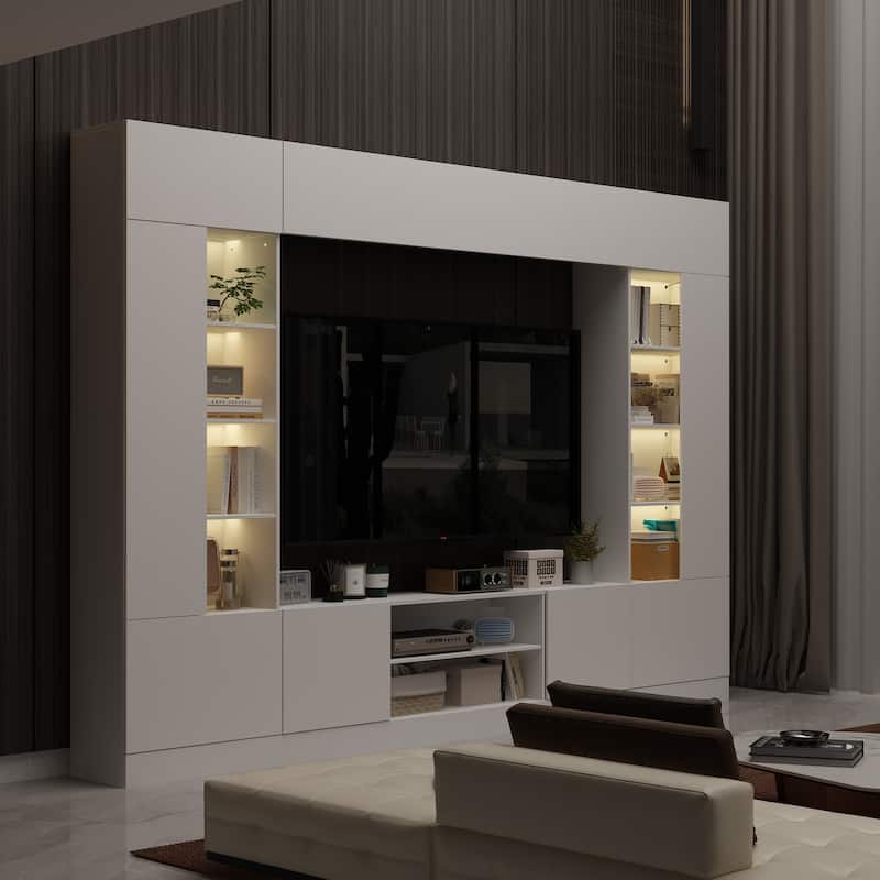 Wall Unit TV Stand with Bookshelves for TVs up to 70", Modern Console