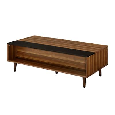 Wooden Coffee Table w/Lift Top in Walnut and Black Finish