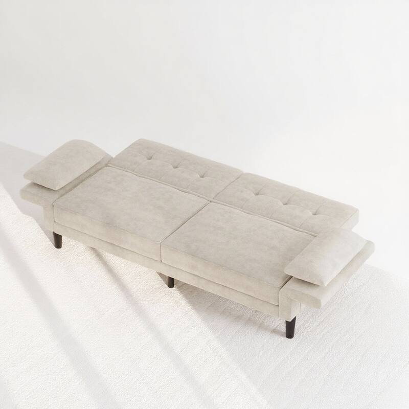 89" Futon Sofa Bed, with Adjustable Backrest & Armrest