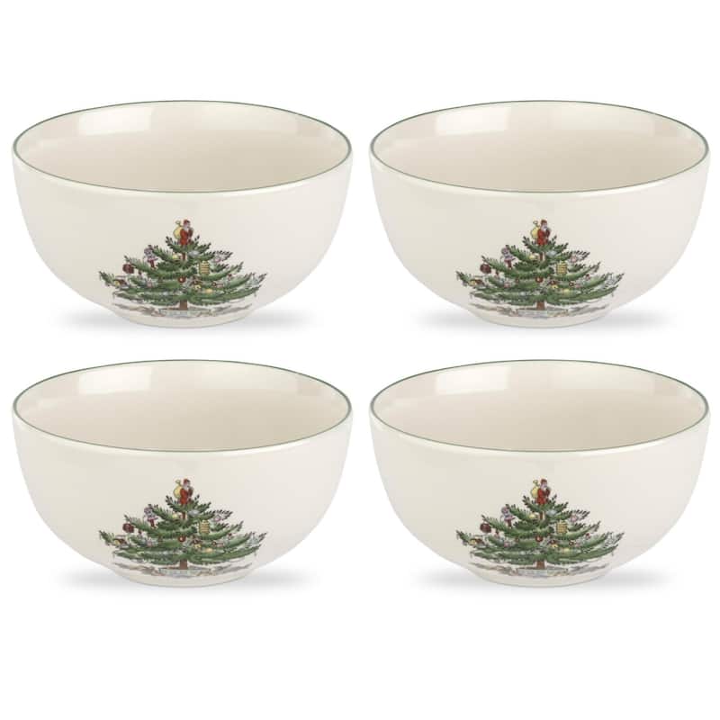 Spode Christmas Tree Set of 4 Fruit Salad Bowls - 5.5 Inch - 5.5 Inch